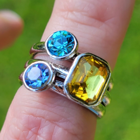 Jewelry - Blue and Yellow Gemstone 3 piece ring set size 6.5